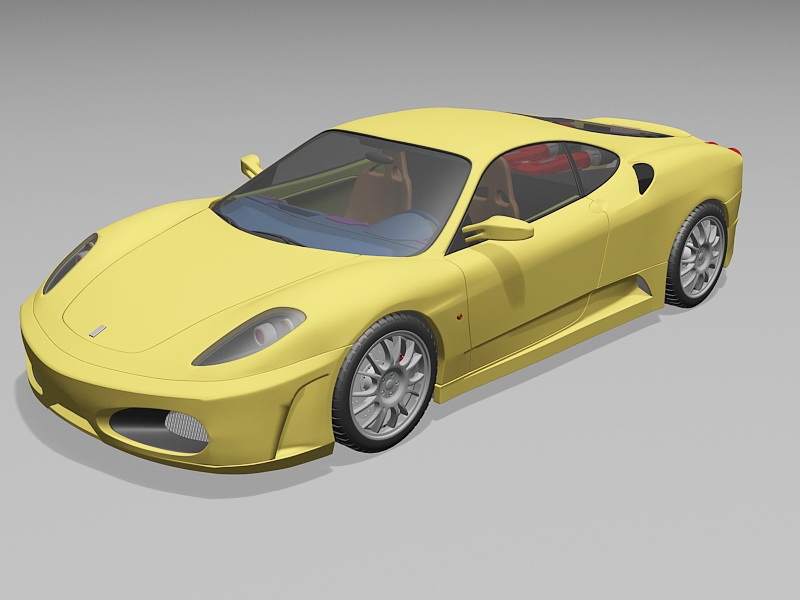 Ferrari F430 Yellow 3d rendering