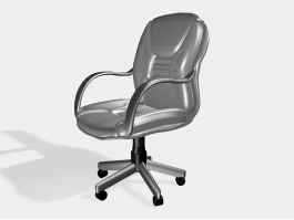 Black Leather Swivel Desk Chair 3d model preview