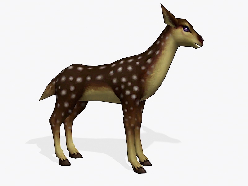 Low Poly Female Sika Deer 3d rendering