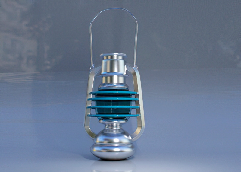 Stainless Steel Lerosene Lamp 3d rendering