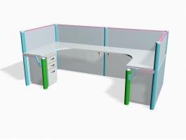 Light Blue Office Desk Cubicle 3d preview