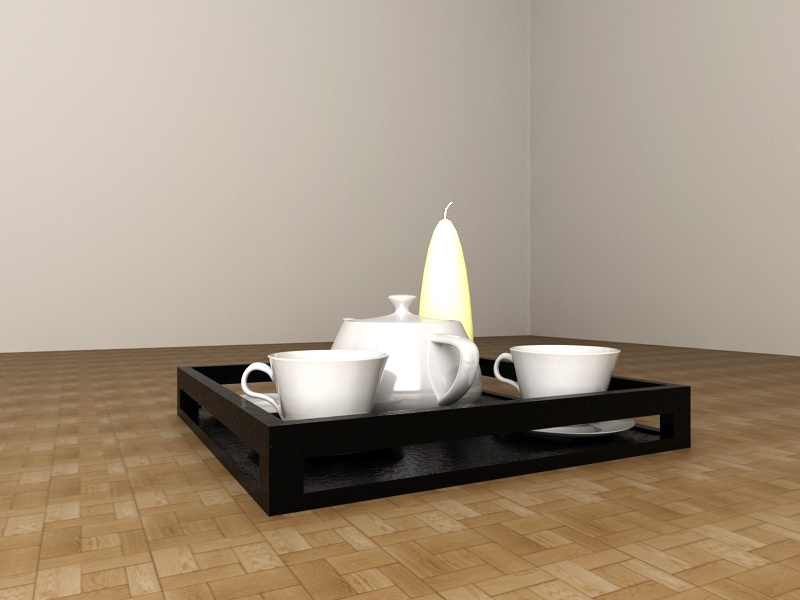 White Ceramic Tea Set 3d rendering