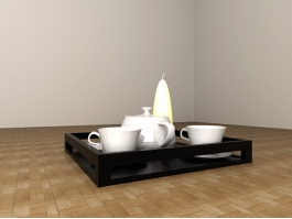 White Ceramic Tea Set 3d model preview