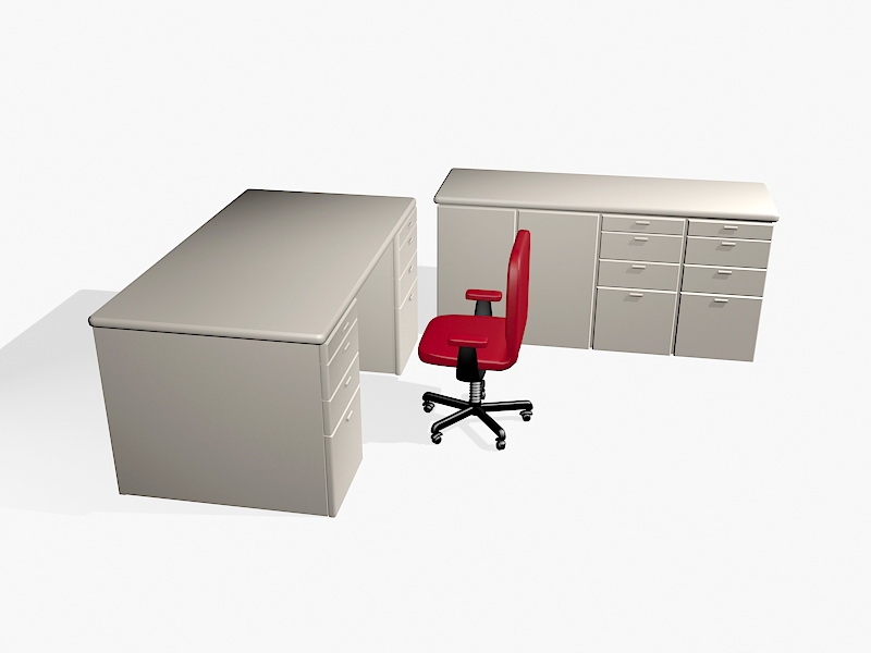 Office Desk with Storage 3d rendering