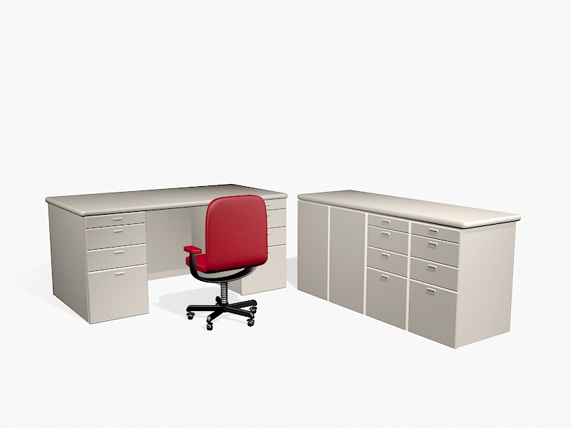 Office Desk with Storage 3d rendering