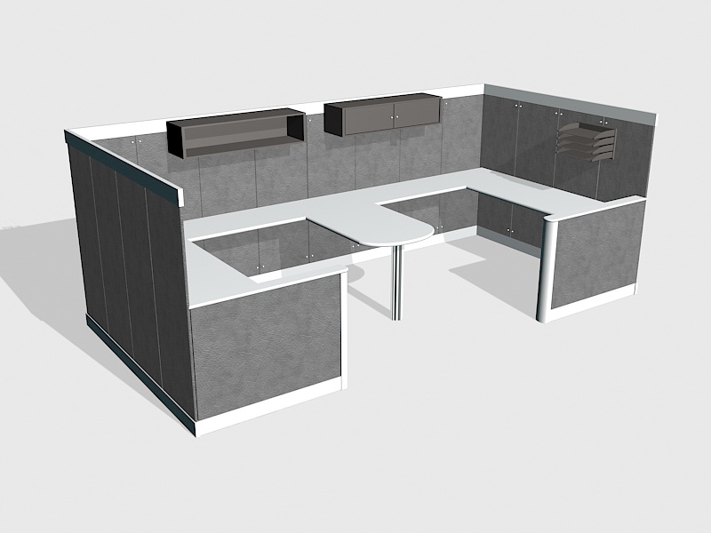 Black Office Cubicle 3d rendering