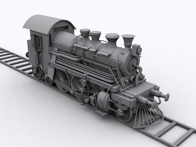 Railroad Steam Locomotive 3d rendering