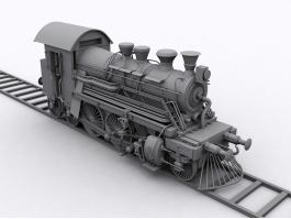 Railroad Steam Locomotive 3d model preview