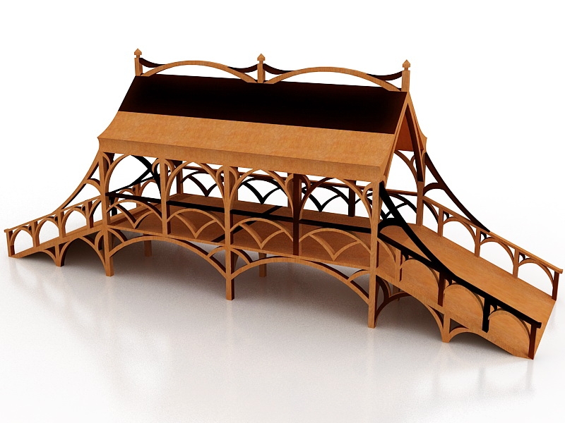 Garden Bridge with Roof 3d rendering