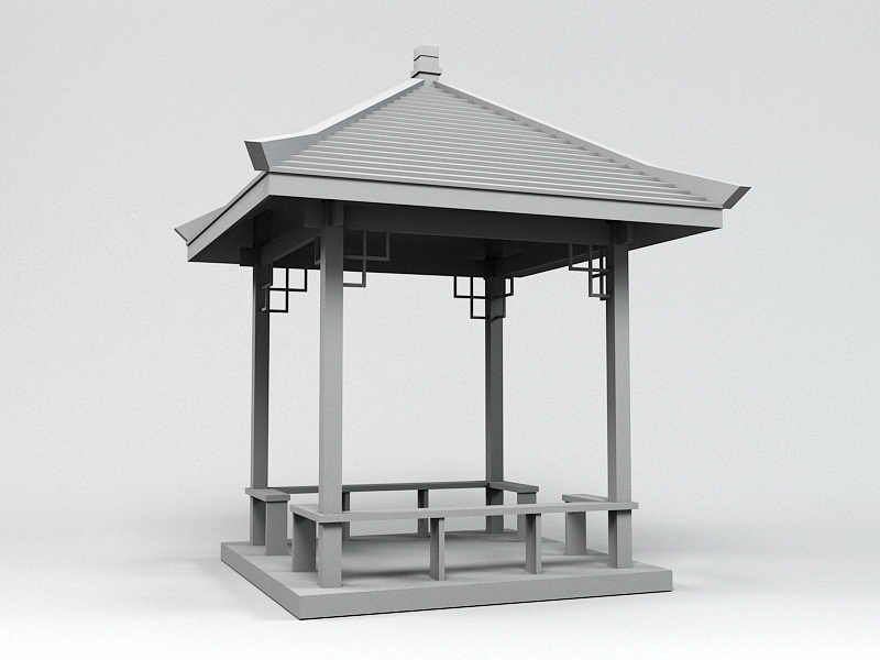 Oriental Garden Pavilion 3d rendering