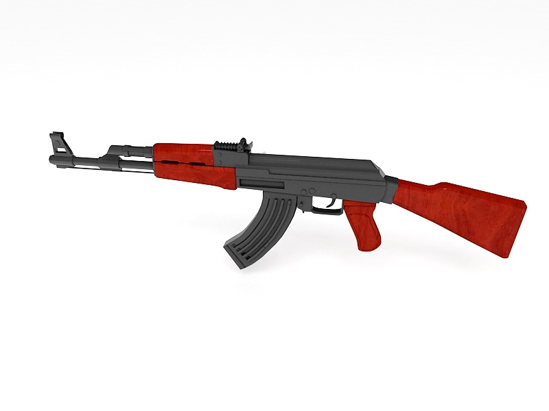 Russian Red AK-47 3d rendering