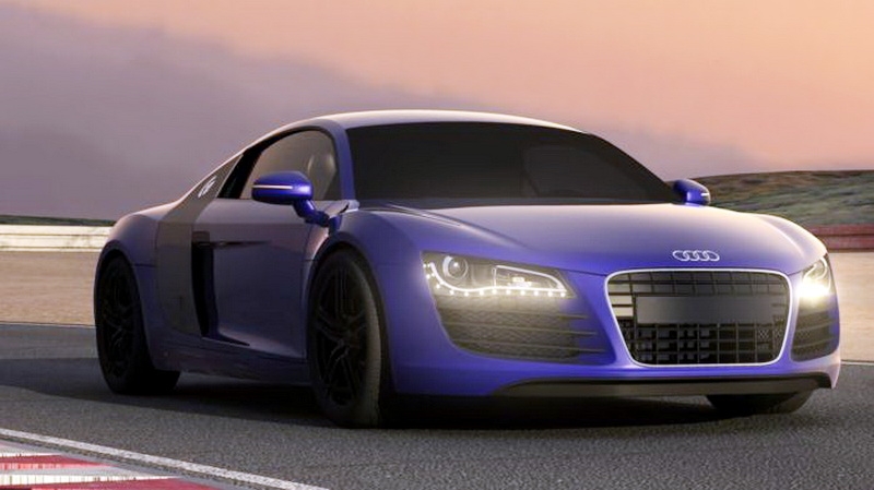 Audi R8 Dark Blue 3d rendering