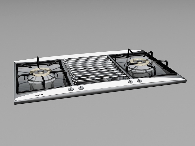 Gas Cooktop Stove 3d rendering