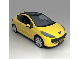 Renault Peugeot 207 Yellow 3d model preview