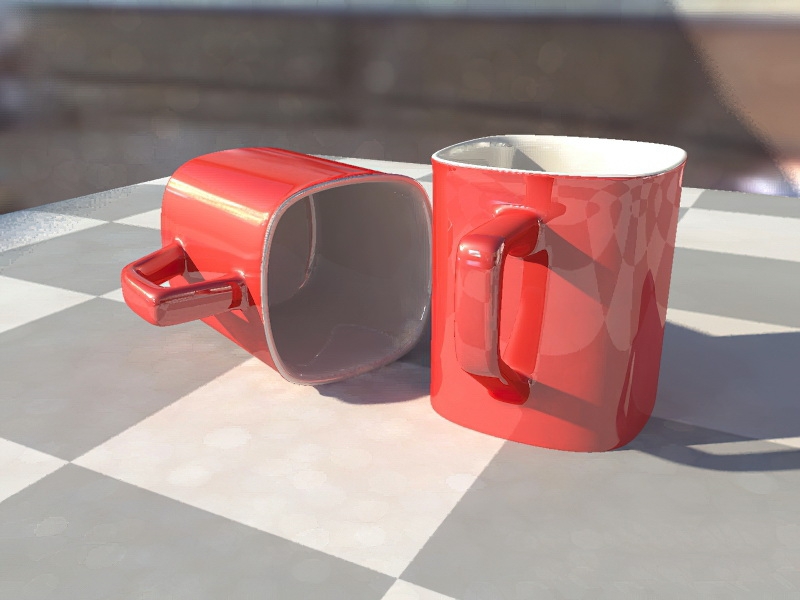 Red Coffee Mugs 3d rendering