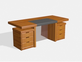 Home Office Desk with Drawers 3d model preview