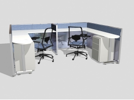2 Person Office Cubicle 3d preview