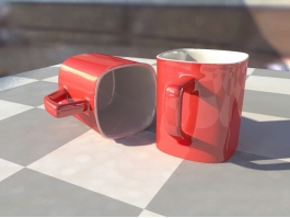 Red Coffee Mugs 3d model preview