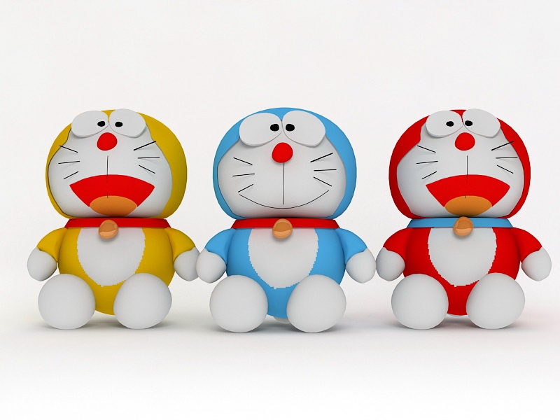 Three Color Doraemon 3d rendering
