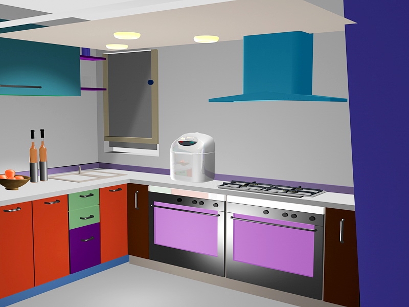 Small L Kitchen Ideas 3d rendering