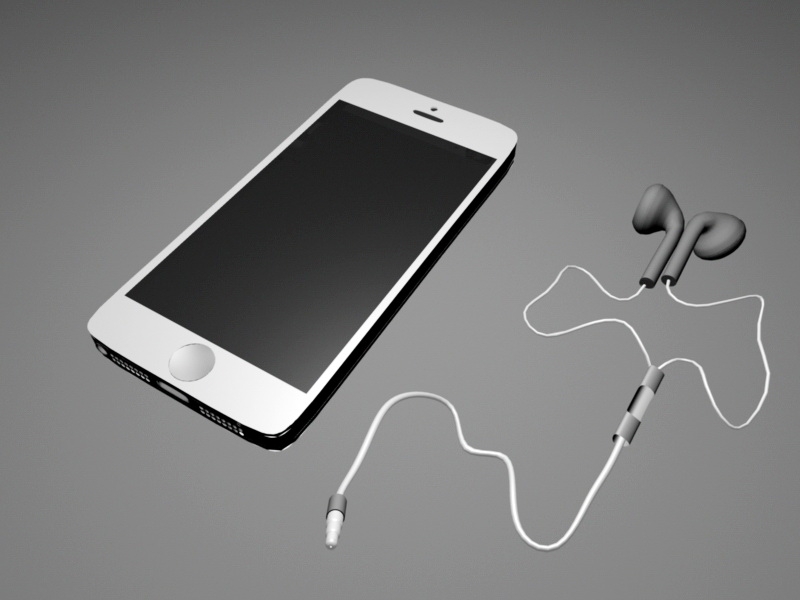 iPhone 5 and Headset 3d rendering