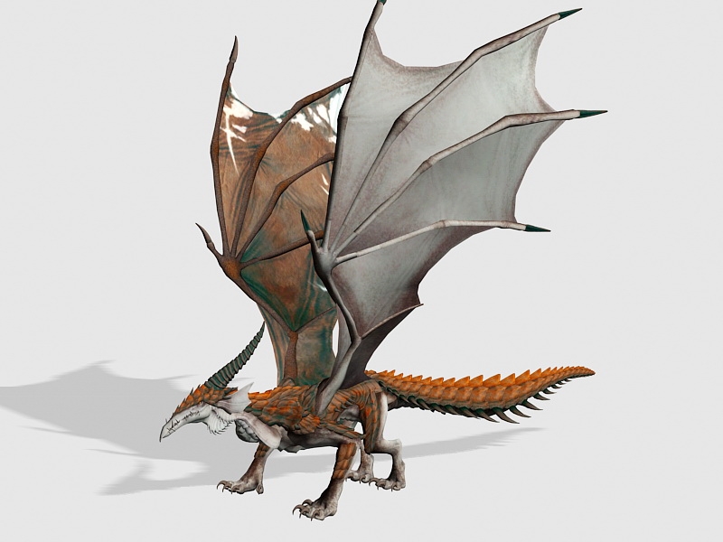 Old Red Dragon Rigged 3d rendering