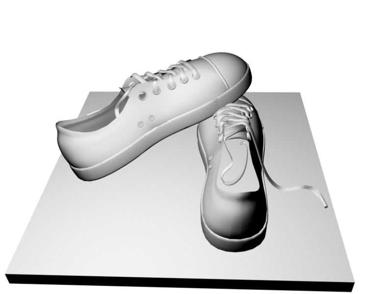 White Tennis Shoes 3d rendering