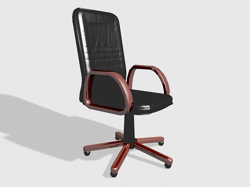 Black Leather Office Chair 3d rendering