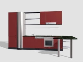 Small Studio Apartment Kitchen 3d preview