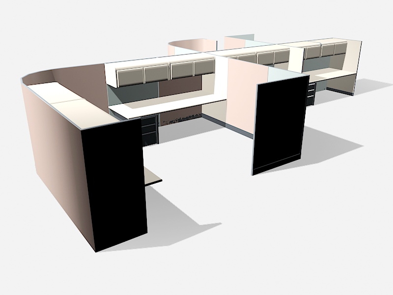 Modern Office Cubicles 3d rendering