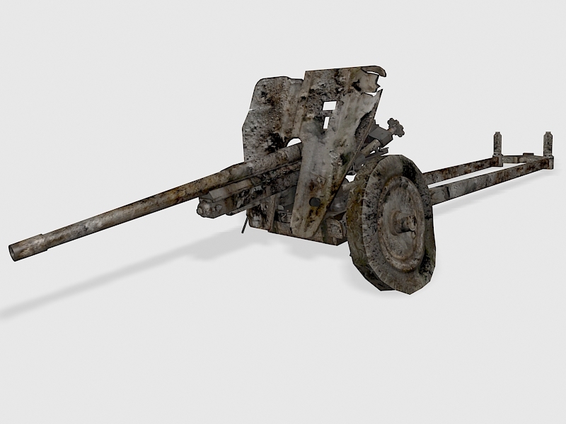 Destroyed Anti-tank Gun 3d rendering