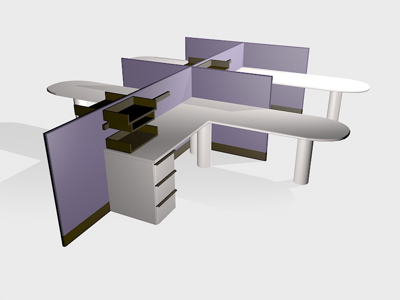 Small Office Cubicles 3d rendering