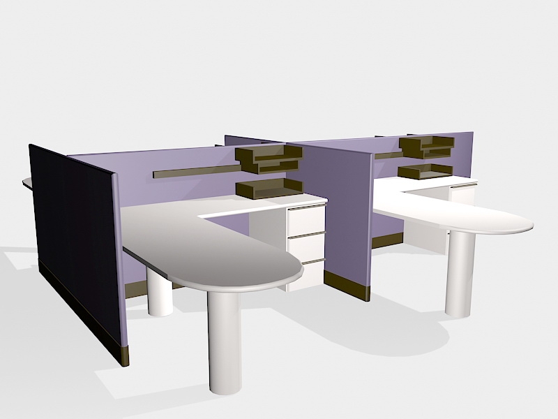 Small Office Cubicles 3d rendering