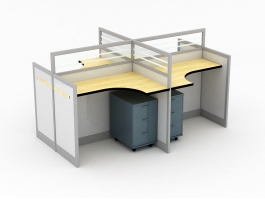 Small Office Cubicle Units 3d preview