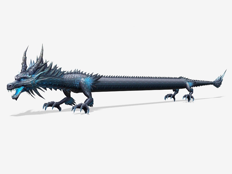 Blue Chinese Dragon 3d rendering