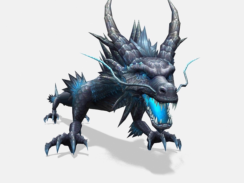 Blue Chinese Dragon 3d rendering