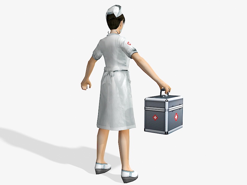 Female Doctor with First-Aid Box 3d rendering
