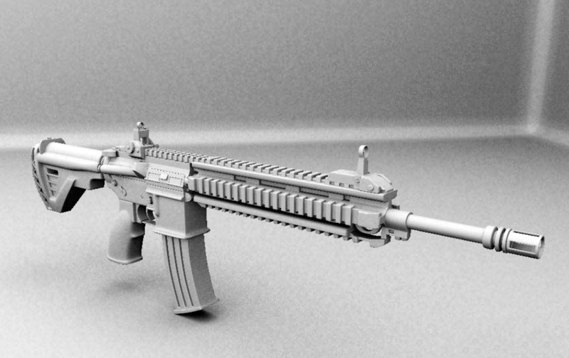 Heckler & Koch HK416 Assault Rifle 3d rendering