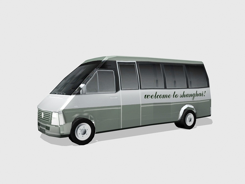 Green Minibus Low Poly 3d rendering