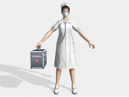 Female Doctor with First-Aid Box 3d model preview