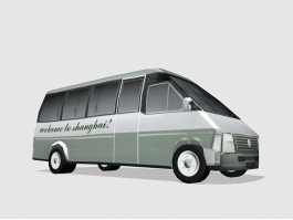 Green Minibus Low Poly 3d model preview