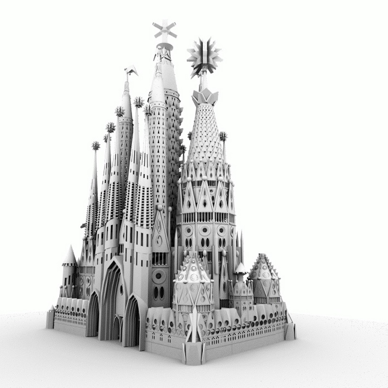 Sagrada Familia Gaudi Architecture 3d rendering