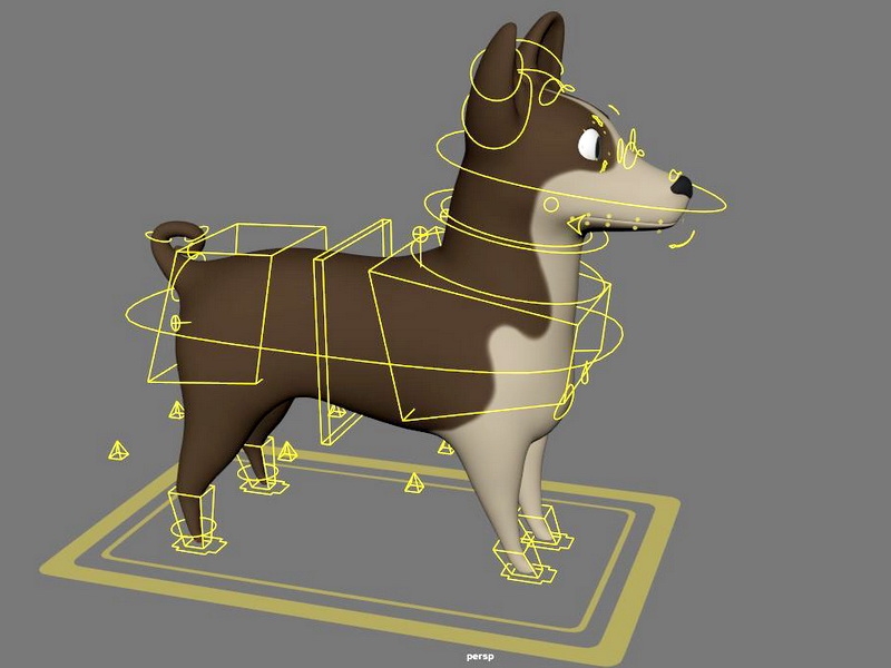 Full Rigged Cartoon Dog 3d rendering
