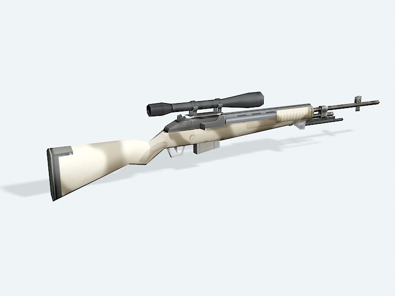 Desert Camo Sniper Rifle Low Poly 3d rendering