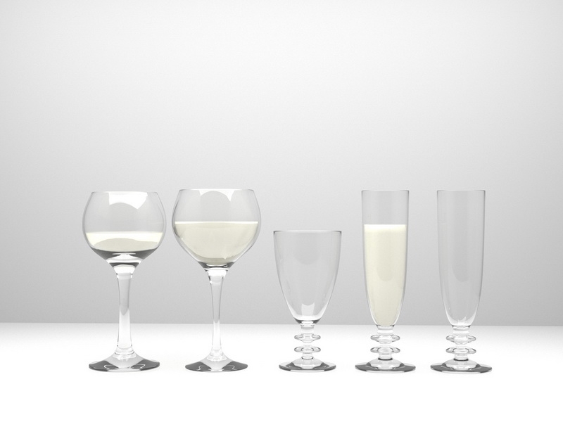 Wine Glass Collection 3d rendering