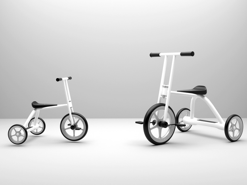 White Tricycle 3d rendering