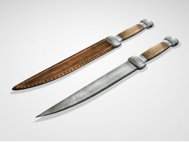 Old Knife with Scabbard 3d preview