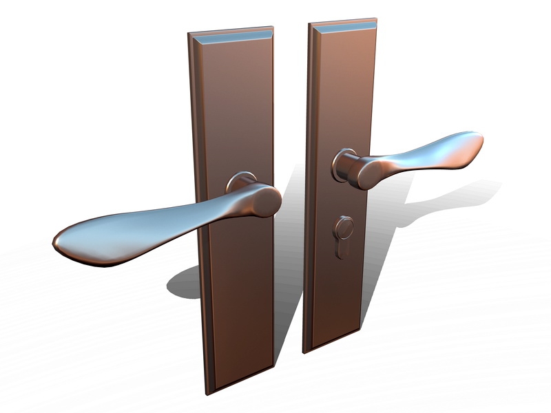 Brass Door Lock Lever Handle 3d rendering