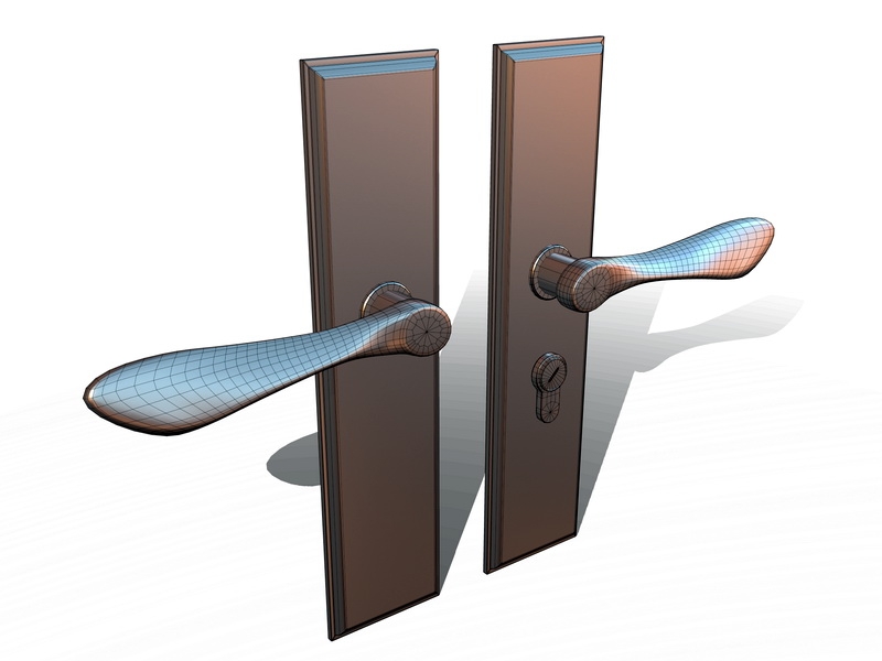 Brass Door Lock Lever Handle 3d rendering