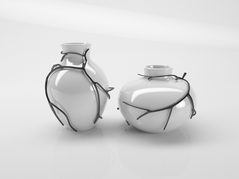 White Ceramic Modern Vases 3d rendering